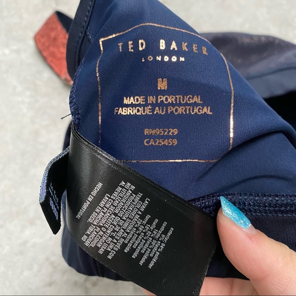 TED BAKER Navy Jaklun Mesh Panel Sports Bra - Picture 8 of 8